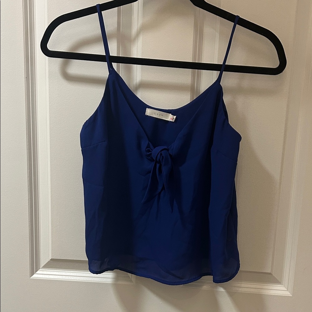 Lush Blue Tie Front Sleeveless Camisole